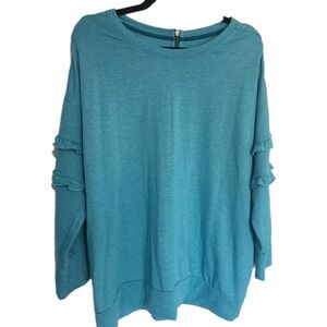 Matilda Jane Blue XL Women's Blouse Top  With  Ruffles And Gold Sparkles